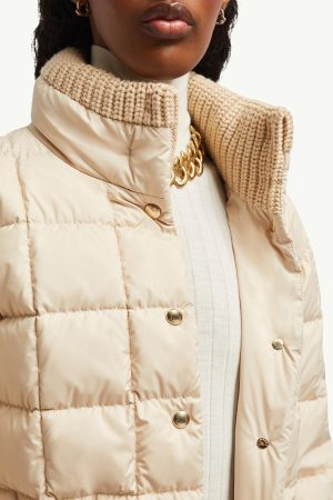 Antigone Leather-Trimmed Short Down Jacket