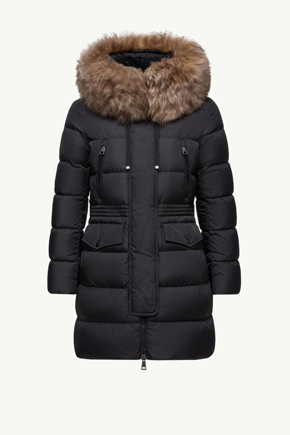 Aphroti Hooded Shearling-Trimmed Long Down Jacket
