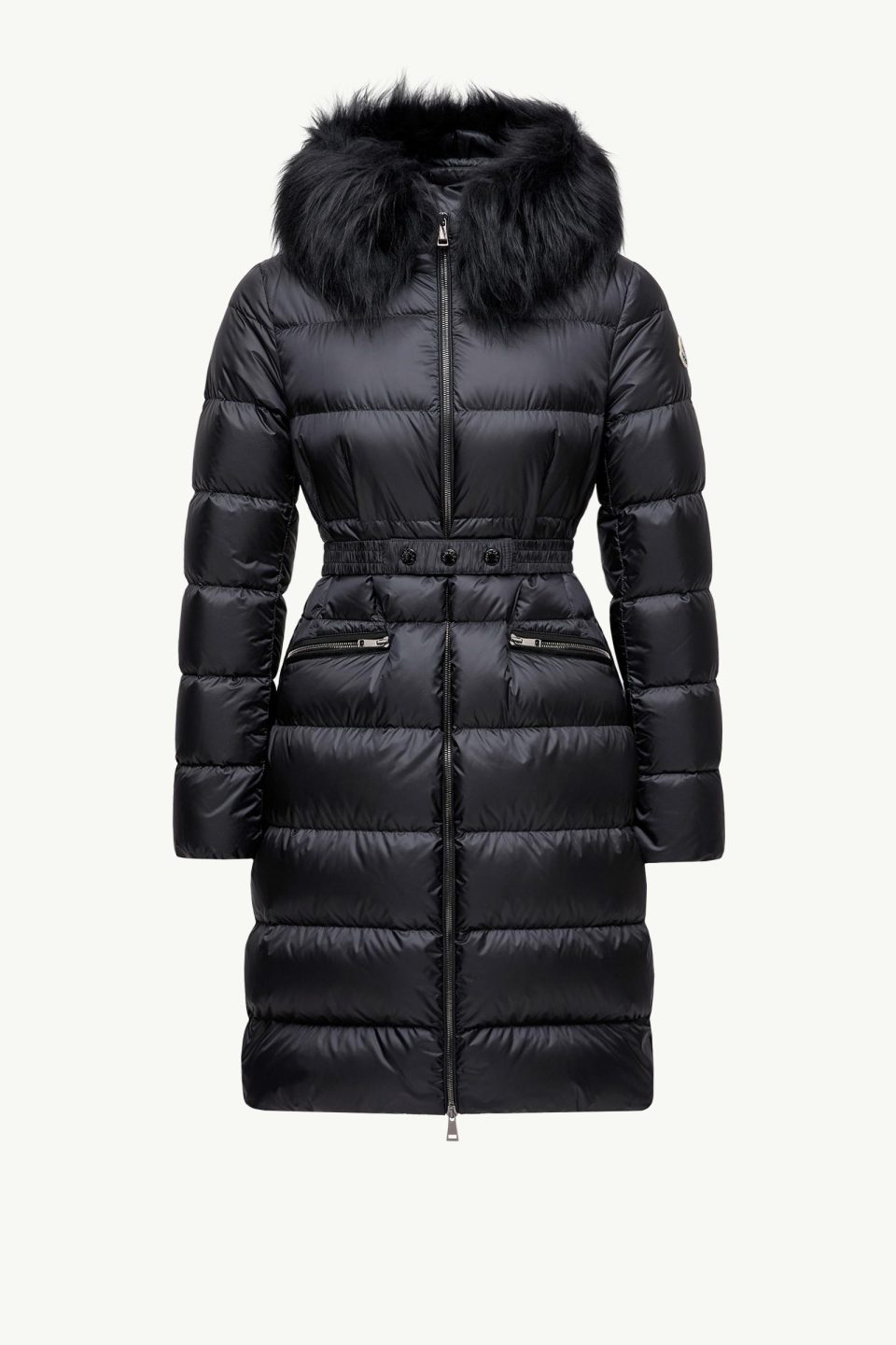 Boedic Hooded Shearling-Trimmed Long Down Jacket