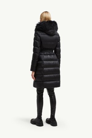 Boedic Hooded Shearling-Trimmed Long Down Jacket