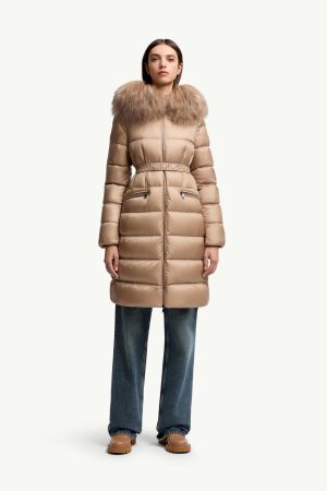 Boedic Hooded Shearling-Trimmed Long Down Jacket