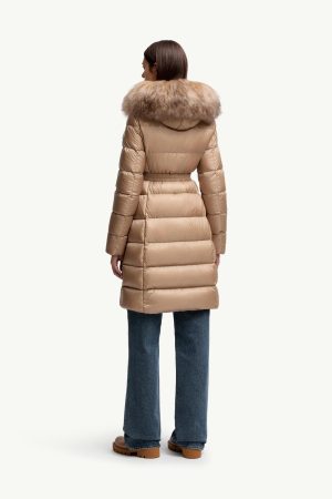 Boedic Hooded Shearling-Trimmed Long Down Jacket