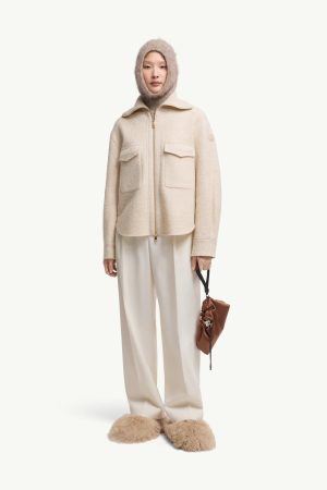 Bouclé Wool Blend Zip-Up Shirt