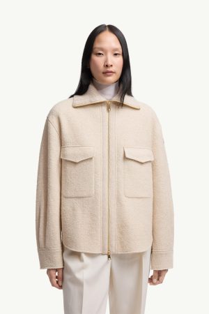Bouclé Wool Blend Zip-Up Shirt