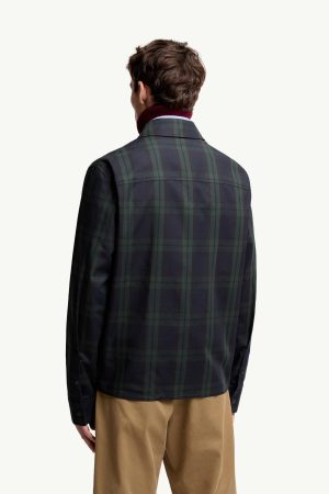 Checked Cotton Gabardine Zip-Up Shirt Jacket