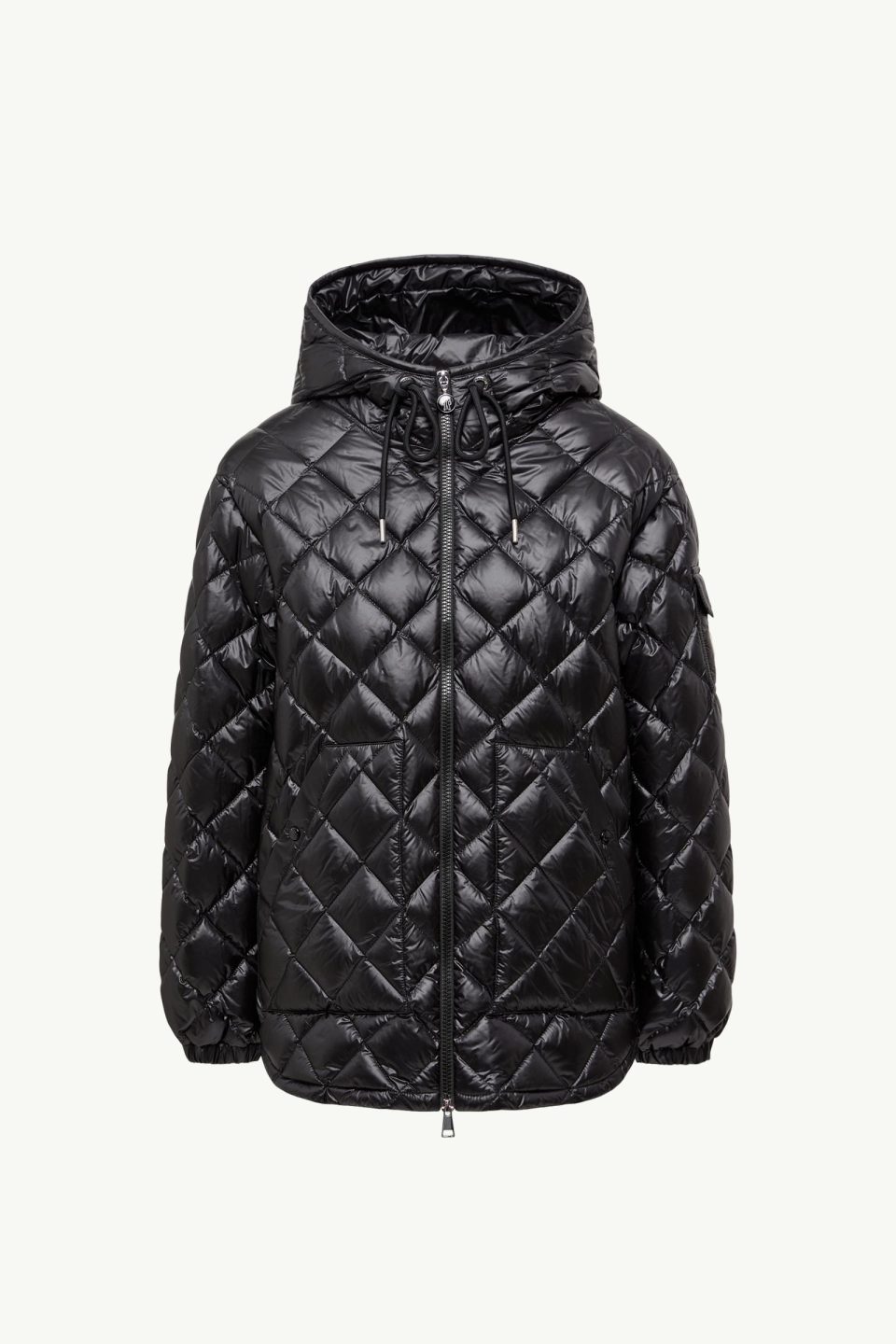 Diamond-Quilted Hooded Short Down Jacket