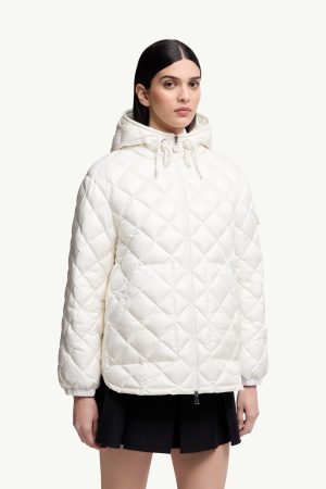 Diamond-Quilted Hooded Short Down Jacket