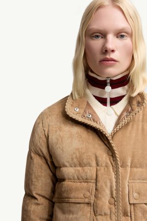 Essarts Braided Trim Corduroy Short Down Jacket