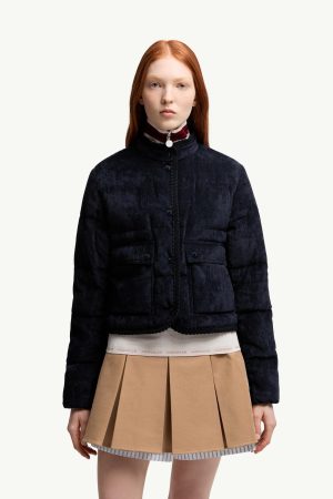 Essarts Braided Trim Corduroy Short Down Jacket