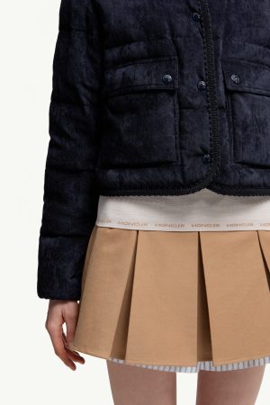 Essarts Braided Trim Corduroy Short Down Jacket