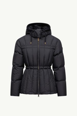 Estom Vertical-Quilted Hooded Short Down Jacket