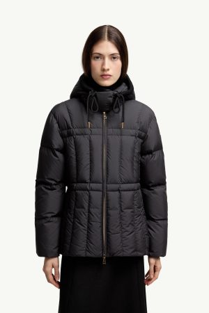 Estom Vertical-Quilted Hooded Short Down Jacket