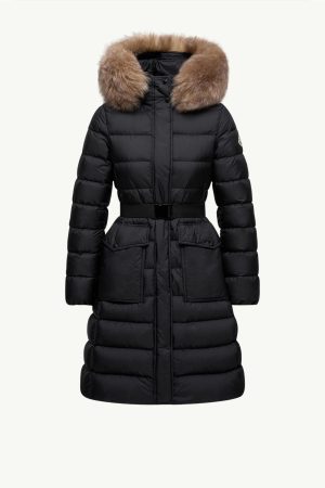Khloesse Hooded Shearling-Trimmed Long Down Jacket