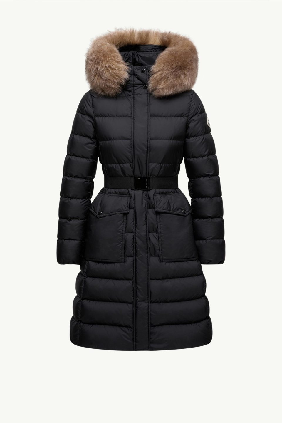 Khloesse Hooded Shearling-Trimmed Long Down Jacket