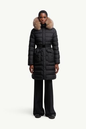 Khloesse Hooded Shearling-Trimmed Long Down Jacket