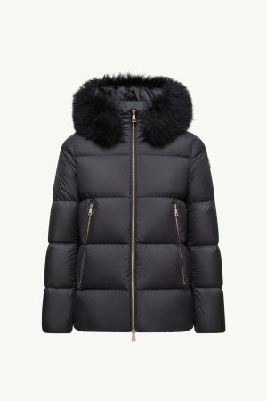 Laichefur Hooded Shearling-Trimmed Short Down Jacket
