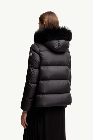 Laichefur Hooded Shearling-Trimmed Short Down Jacket