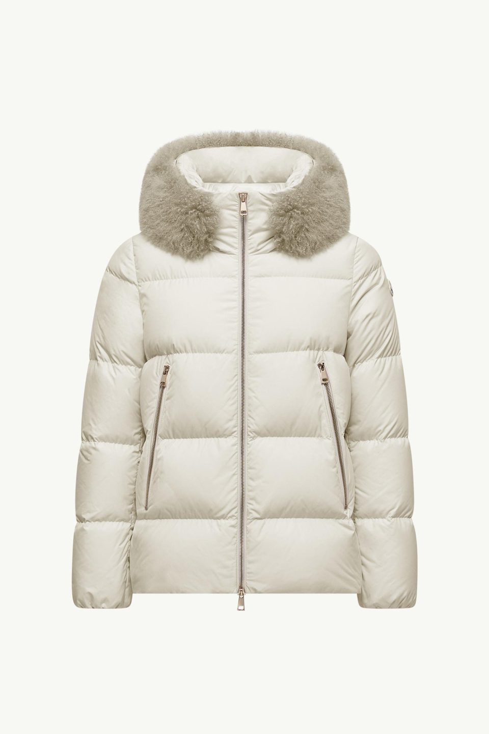 Laichefur Hooded Shearling-Trimmed Short Down Jacket