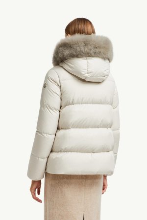 Laichefur Hooded Shearling-Trimmed Short Down Jacket