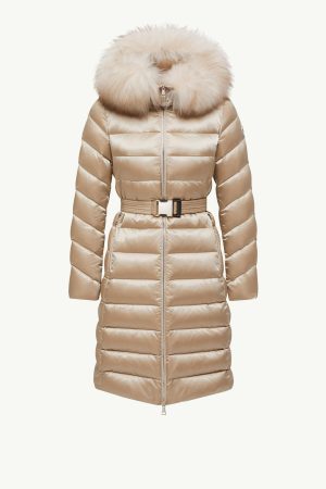 Leersie Hooded Shearling-Trimmed Long Down Jacket