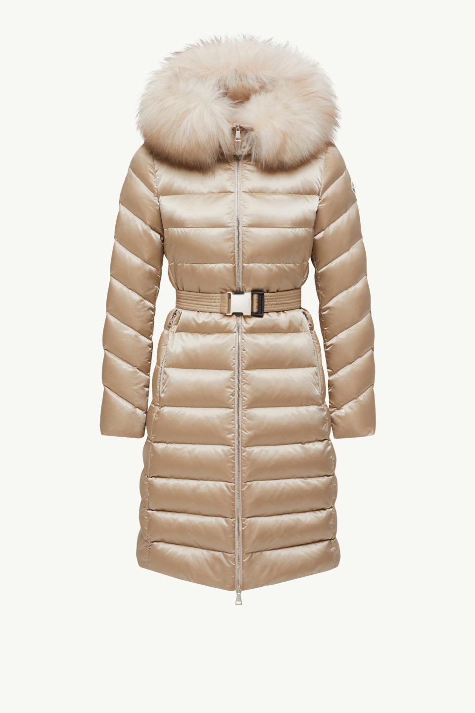 Leersie Hooded Shearling-Trimmed Long Down Jacket