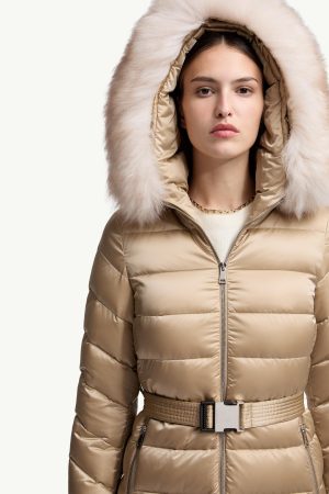 Leersie Hooded Shearling-Trimmed Long Down Jacket