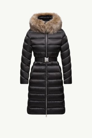 Leersie Hooded Shearling-Trimmed Long Down Jacket