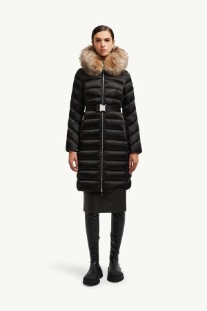 Leersie Hooded Shearling-Trimmed Long Down Jacket