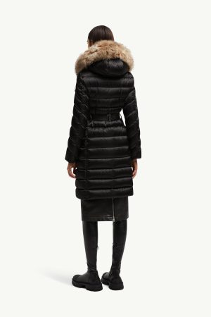 Leersie Hooded Shearling-Trimmed Long Down Jacket