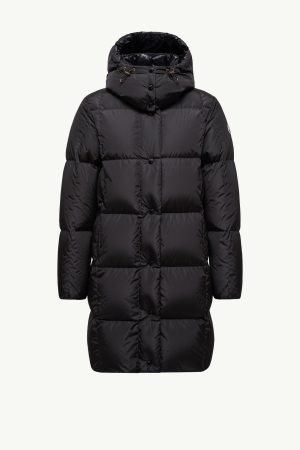 Litte Square-Quilted Hooded Long Down Jacket