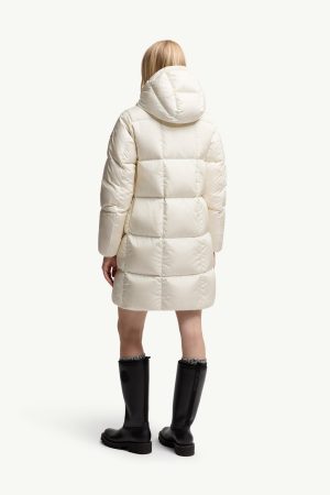 Litte Square-Quilted Hooded Long Down Jacket
