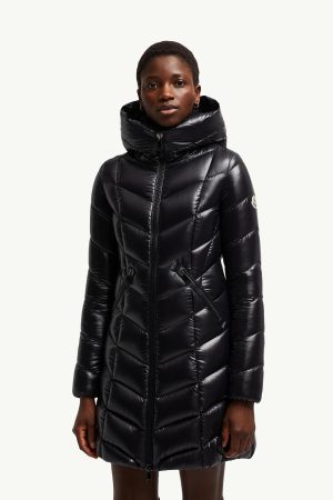 Marus Hooded Geometric-Quilted Long Down Jacket