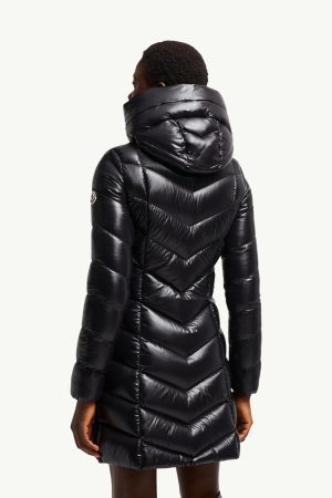 Marus Hooded Geometric-Quilted Long Down Jacket