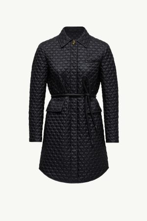 Raissac Geometric-Quilted Long Down Jacket
