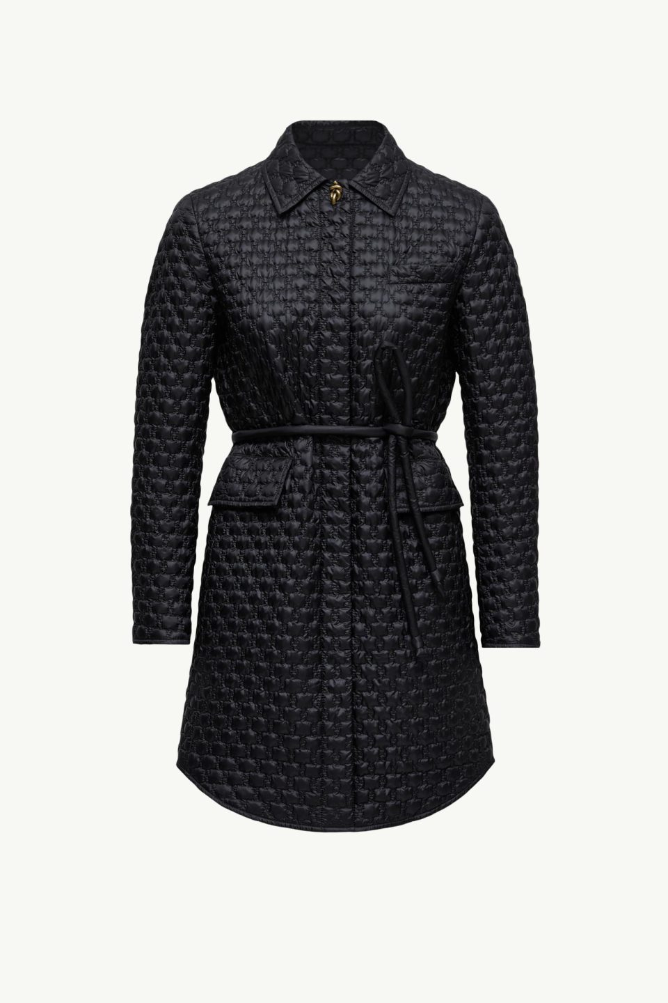 Raissac Geometric-Quilted Long Down Jacket