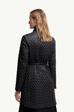 Raissac Geometric-Quilted Long Down Jacket