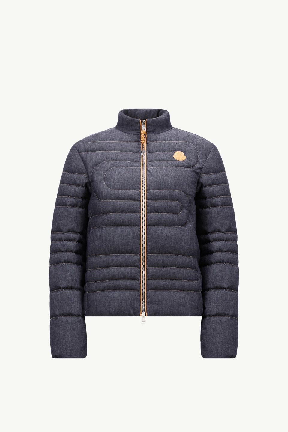 Xiaoqing Snake-Quilted Denim Short Down Jacket