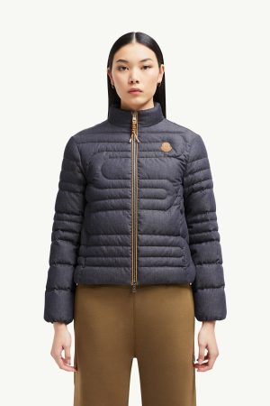 Xiaoqing Snake-Quilted Denim Short Down Jacket