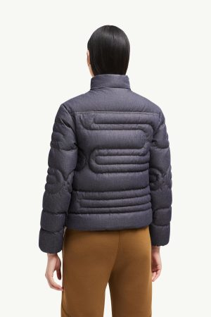 Xiaoqing Snake-Quilted Denim Short Down Jacket